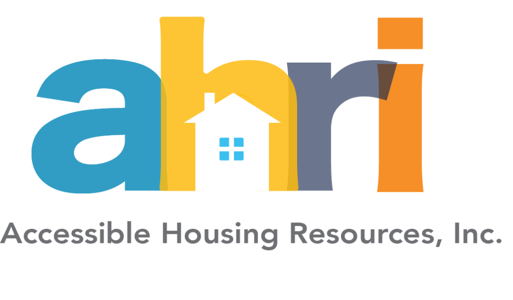 AHRI's logo, the letters "ahri" in lower case with a house in the "h"; the text "accessible housing resources, inc." below